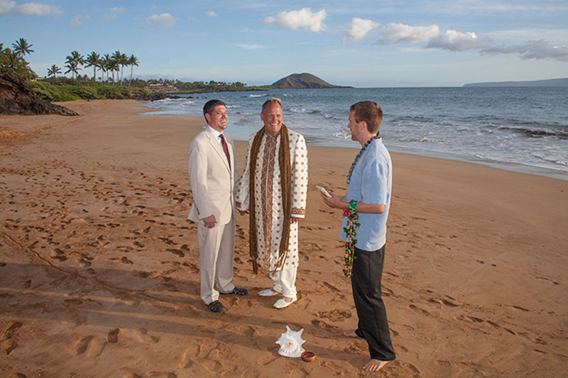 two men getting married on a Maui Beach